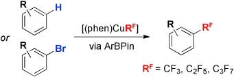 A General Strategy for the Perfluoroalkylation of Arenes and Arylbromides by Using Arylboronate Esters and [(phen)CuRF
