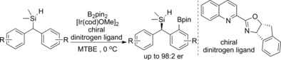 Enantioselective Borylation of Aromatic C&minus;H Bonds with Chiral Dinitrogen Ligands