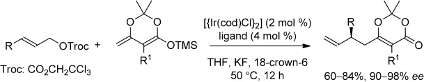 Iridium-Catalyzed Regio- and Enantioselective Allylic Substitution of Silyl Dienolates Derived from Dioxinones