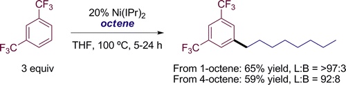 Linear-Selective Hydroarylation of Unactivated Terminal and Internal Olefins with Trifluoromethyl-Substituted Arenes