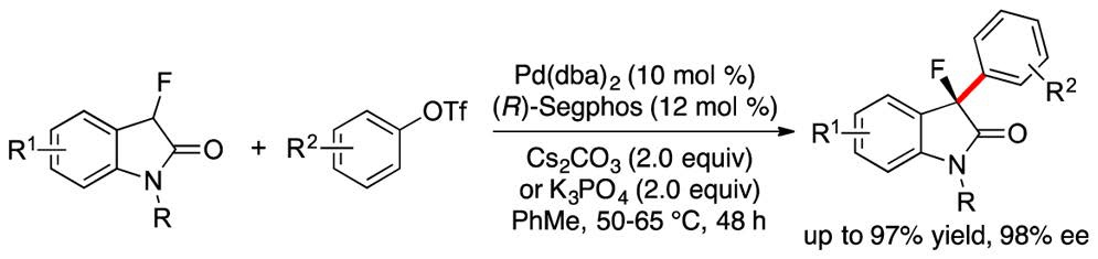 Palladium-Catalyzed, Enantioselective &alpha;‑Arylation of &alpha;‑Fluorooxindoles