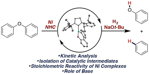 Mechanistic Investigations of the Hydrogenolysis of Diaryl Ethers Catalyzed by Nickel Complexes of&nbsp;<i>N</i>-Heterocyclic Carbene Ligands