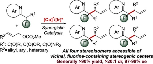 Stereodivergent Construction of Tertiary Fluorides in Vicinal Stereogenic Pairs by Allylic Substitution with Iridium and Copper Catalysts