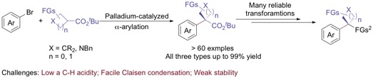 Palladium-catalyzed α-arylation for the addition of small rings to aromatic compounds